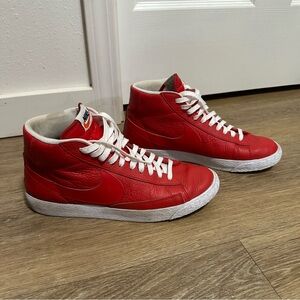 Nike Red High Top Blazers With White Accents, Lightly Used, Mens Size 10